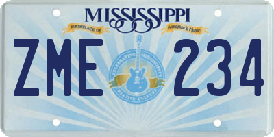 MS license plate ZME234