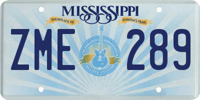 MS license plate ZME289