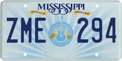 MS license plate ZME294