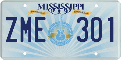 MS license plate ZME301