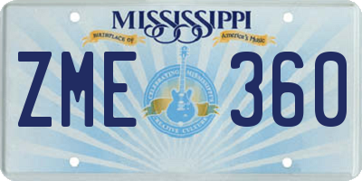 MS license plate ZME360
