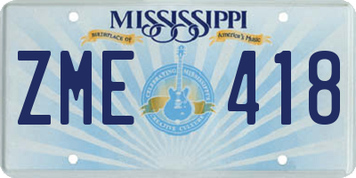 MS license plate ZME418