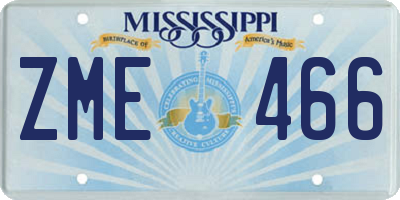 MS license plate ZME466