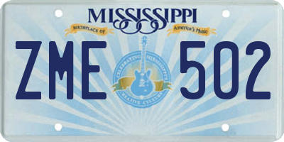 MS license plate ZME502