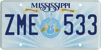 MS license plate ZME533