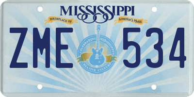 MS license plate ZME534