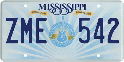 MS license plate ZME542