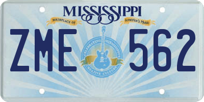 MS license plate ZME562