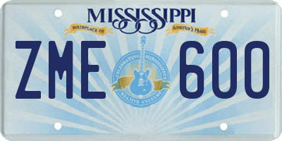 MS license plate ZME600