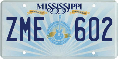 MS license plate ZME602