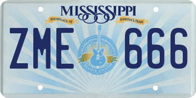 MS license plate ZME666
