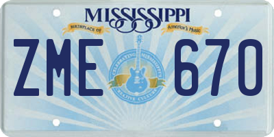 MS license plate ZME670