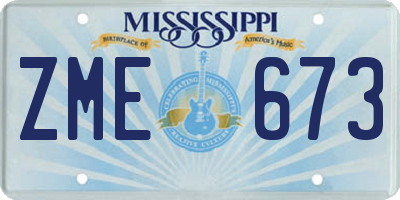 MS license plate ZME673