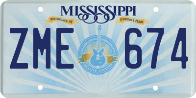 MS license plate ZME674