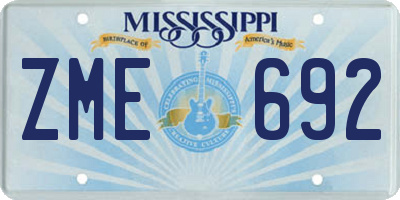 MS license plate ZME692