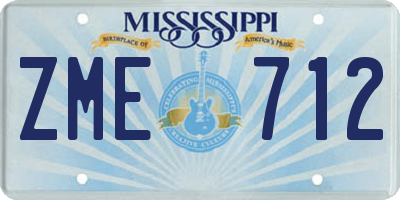 MS license plate ZME712