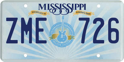 MS license plate ZME726