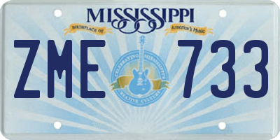 MS license plate ZME733