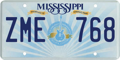 MS license plate ZME768