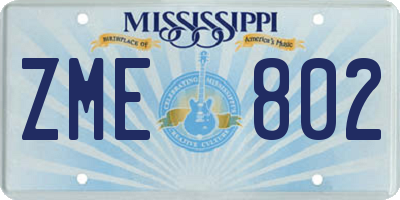 MS license plate ZME802
