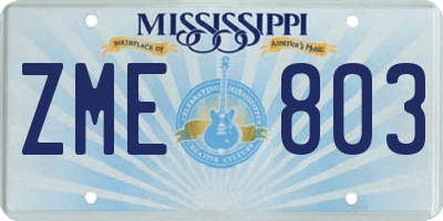 MS license plate ZME803