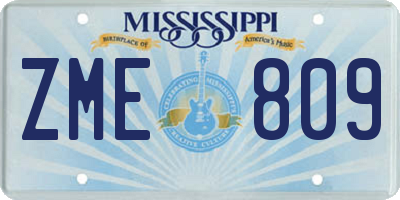 MS license plate ZME809