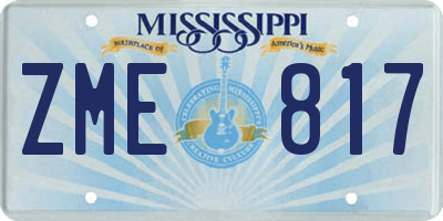 MS license plate ZME817