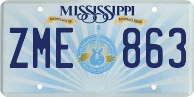 MS license plate ZME863