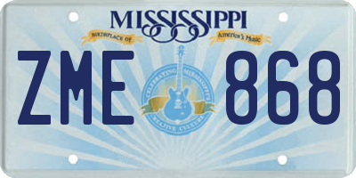 MS license plate ZME868
