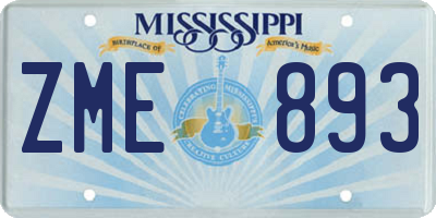 MS license plate ZME893