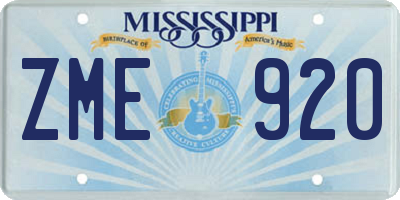 MS license plate ZME920