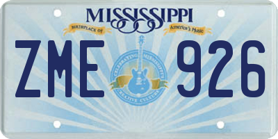 MS license plate ZME926