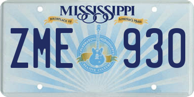 MS license plate ZME930