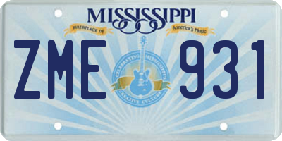 MS license plate ZME931