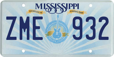 MS license plate ZME932