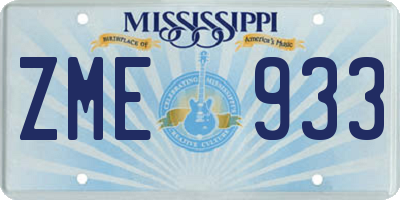 MS license plate ZME933