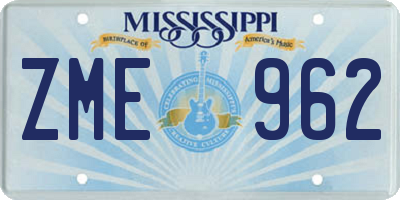 MS license plate ZME962