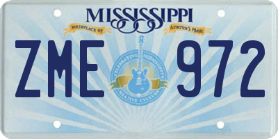 MS license plate ZME972