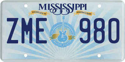 MS license plate ZME980