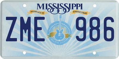MS license plate ZME986