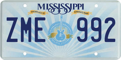 MS license plate ZME992