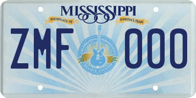 MS license plate ZMF000