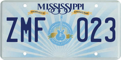 MS license plate ZMF023