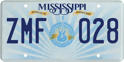 MS license plate ZMF028