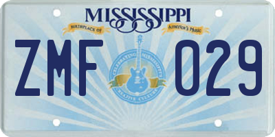 MS license plate ZMF029