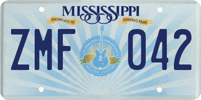 MS license plate ZMF042