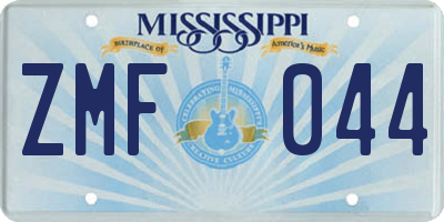 MS license plate ZMF044