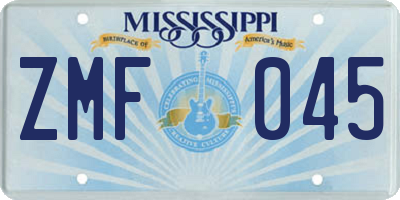 MS license plate ZMF045