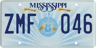 MS license plate ZMF046