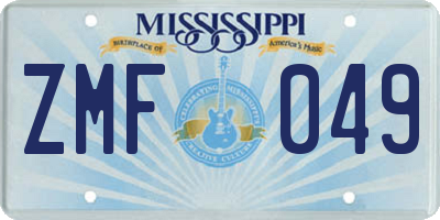 MS license plate ZMF049